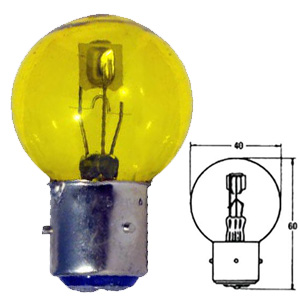 AMPOULE JAUNE 6 VOLT  45/40 WATT BA21D