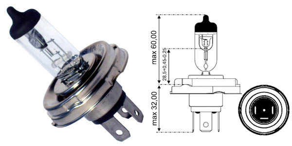 AMPOULE H4 12V 100/55W P45T