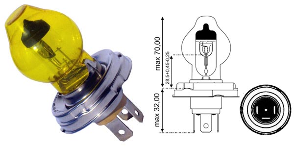 AMPOULE H4 12V 60/55W P45T JAUNE