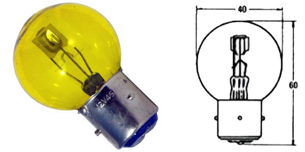 AMPOULE 12V 45/40W BA21D JAUNE