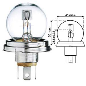 AMP2407 - AMPOULE R2 24V 55/50W P45T