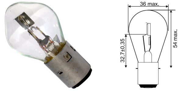 AMPOULE 12V 45/40W BA20D SYMÉTRIQUE