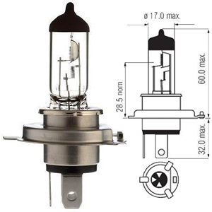 AMPOULE H4 12V 100/80W P43T