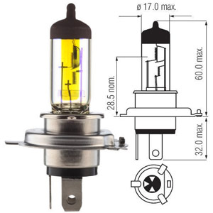 AMPOULE H4 12V 100/80W P43T JAUNE