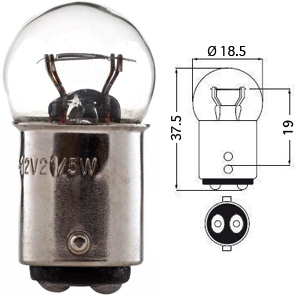 GRAISSEUR 12V 21/5W BAY15D ERGOTS DÉCALÉS