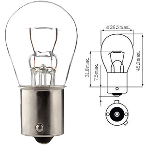 POIRETTE PY21W 12V 21W BAU15S ERGOTS DÉCALÉS