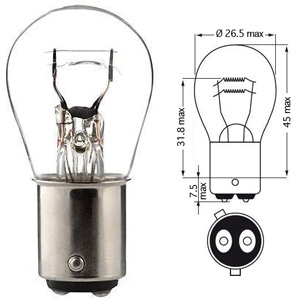 POIRETTE 12V 21/4W BAZ15D ERGOTS DÉCALÉS