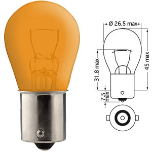 POIRETTE 12V 21W BA15S ORANGE/AMBRE